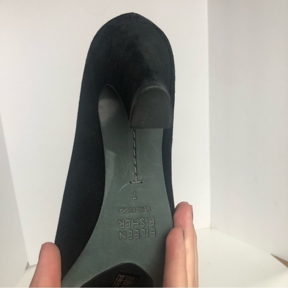 EILEEN FISHER - Suede Block Heel black Pump -like new- - Picture 8 of 12